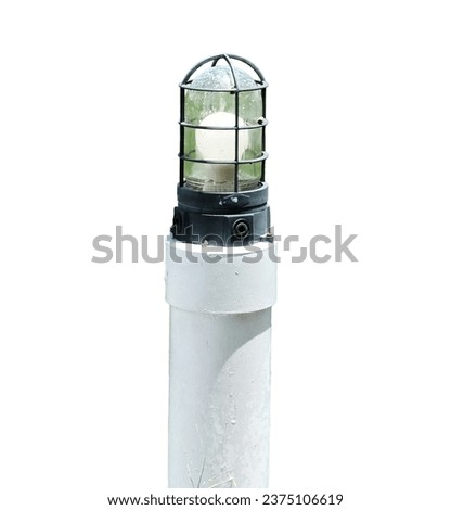 Lighting lamps installed outside in the garden isolated on white background
