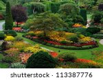 lighting of national historical site butchart garden, victoria, british columbia, canada