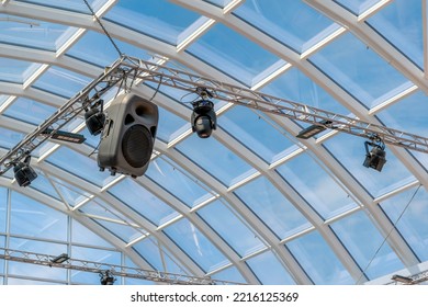 Lighting Rig Under The Glass Dome Of The Building, Glass Roof