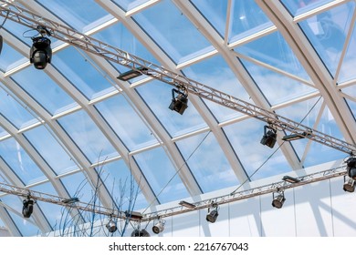 Lighting Rig Under The Glass Dome Of The Building, Glass Roof