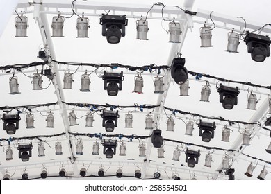 Lighting Rig Under A White Big Tent 