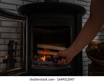 Lighting A Stove With A Lighter 