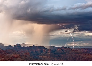 Lightning bolt strikes during a storm over the Grand Canyon - Powered by Shutterstock