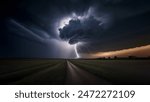Lightning bolt striking earth during thunder storm captured in camera 
