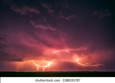 Lightning with dramatic clouds image . Night thunder-storm