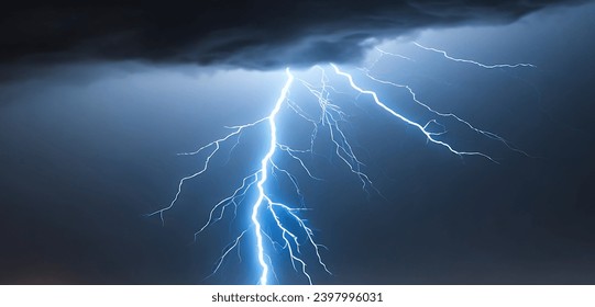 Lightning flash bolt or thunderbolt. Blue lightning or magic power blast storm. Vector illustration