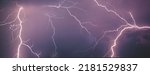 Lightning flash on dark background, banner design. thunderstorm . The cloud grounds lightning during a thunderstorm. Natural natural unique background.
