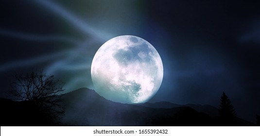 Lightning Full Moon Over Mountains Stock Photo 1655392432 | Shutterstock