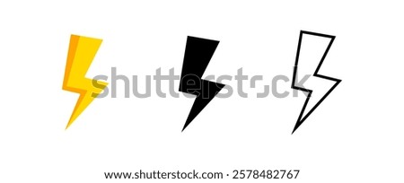 Lightning icon set, Lightning sign vector set