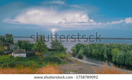 lightning on the river Ob