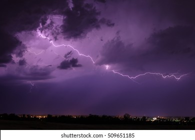 Lightning over the city skyline - Powered by Shutterstock