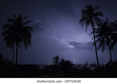 Lightning Over Tropical Beach