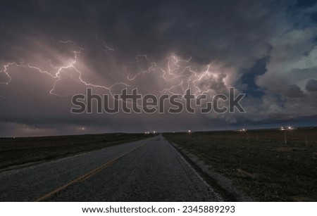 Lightning over a west Texas road 