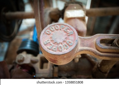 Lightning Ridge, Australia - April 10 2014: A Close Up Of Farm Machinery Parts By Cooper In An Australian Shearing Shed