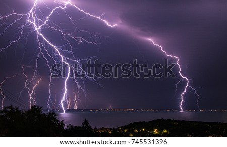 Lightning storm over Lake Balaton
