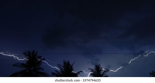 Lightning Strike Captured During A Heavy Rainfall In Bengaluru, Karnataka, India On 12th May 2021.