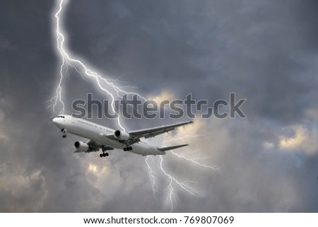 Lightning strike on a passenger plane