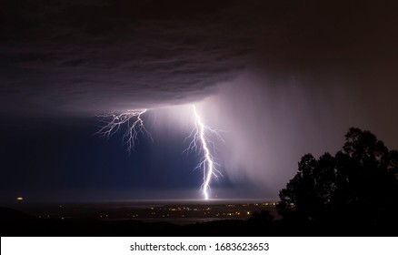 Lightning strike in Trieste gulf. - Shutterstock ID 1683623653