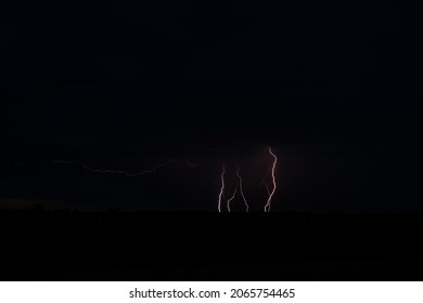 Lightning Strikes At Commencement Of La Nina In Central Victoria Australia, Spring Weather 2021