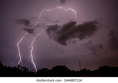 Lightning Strikes Down From Above Along The Outer Banks In North Carolina, Making For A Loud Night. 