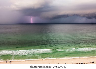 Lightning strikes the ocean