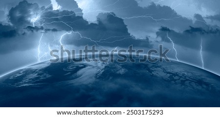 Similar – Foto Bild Starkes Gewitter über Hügeln