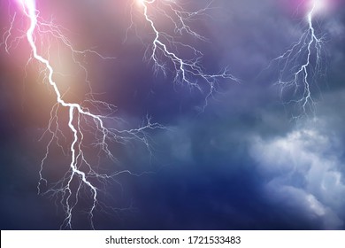 Lightning, Thunder Cloud Dark Cloudy Sky