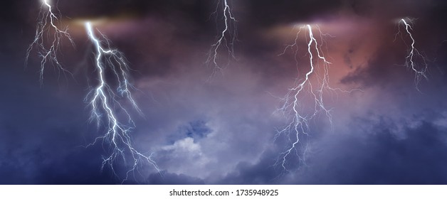 Lightning, Thunder Cloud Dark Cloudy Sky