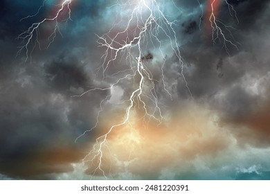 Lightning, thunder cloud dark cloudy sky - Powered by Shutterstock