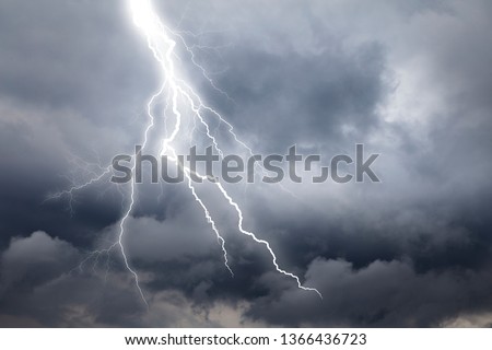 Lightning thunderstorm flash over the  sky. 