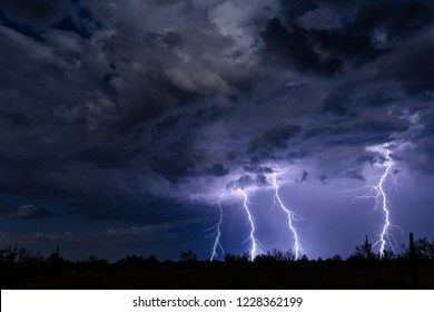 Lightning and thunderstorm at night