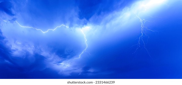 Lightning and thunderstorm at night