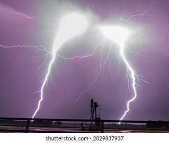 Lightning Thunderstorm Stillwater Oklahoma  Oil Jack