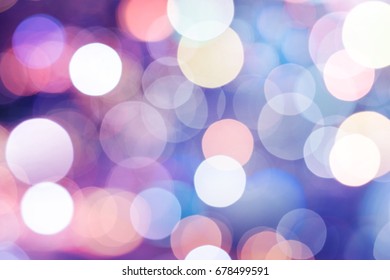 Lights Bokeh, Soft Focus On Light Bulb. Night De-foused Abstract Texture Background.