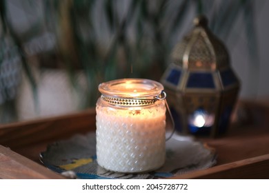 lights candles. Mental health, self care, No stress, healthy habit, mindfulness lifestyle, anxiety relief concept.