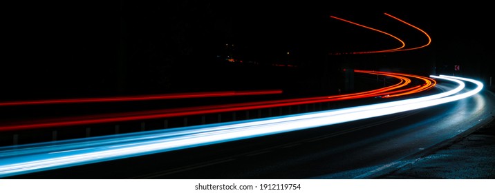 lights of cars with night. long exposure - Shutterstock ID 1912119754