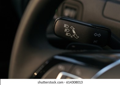 Lights control unit near the steering wheel. Turn signals.