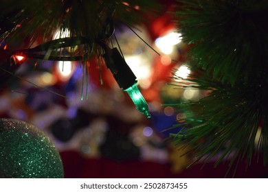 Lights and decorations on tree