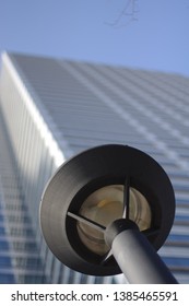 Lights in front of the building with low angle