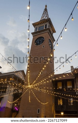 Lights in front of the Clock Tower in One Nimman, Chiang Mai, Thailand.