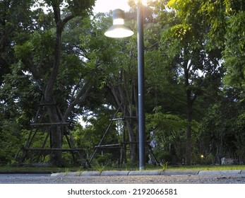 The Lights In The Garden Path In The Evening Looked Calm.