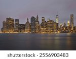 Lights of Manhattan skyline at Night, New York City