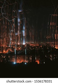 Lights in motion after dark.