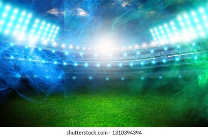 Lights at night empty  stadium