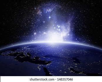 Lights On Earth (Elements Of This Image Furnished By NASA)