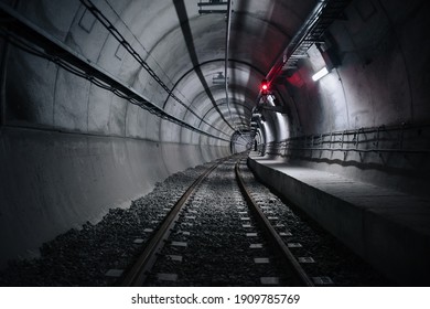 lights and shadows in railway tunnel