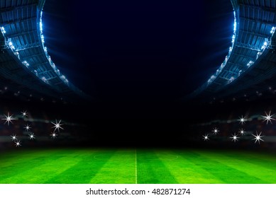 Lights In Soccer Stadium At Night Match