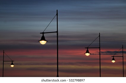 lights at sunset