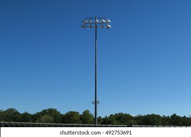 Lights At Typical American High School Football Stadium