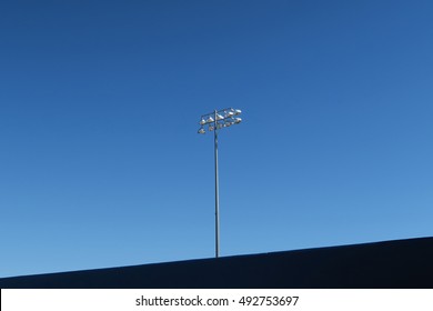 Lights At Typical American High School Football Stadium